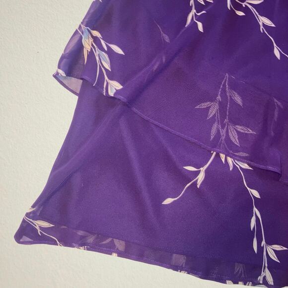 Vintage purple floral skirt with asymmetrical hem layer Y2K whimsigoth fairycore - Picture 4 of 5